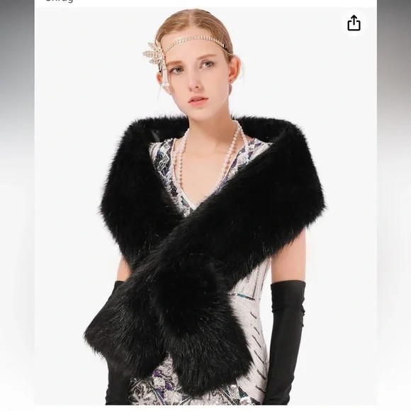 Faux Fur Scarf Wrap Collar Shawl Shrug - Picture 6 of 7